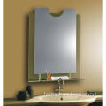 bathroom wall mirrors with decorative glass and shelf